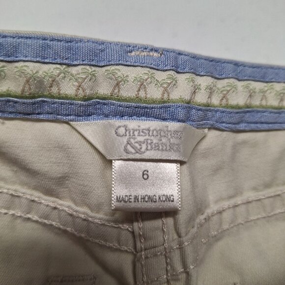 Christopher Banks Cropped Capri Palm Tree Fish Tropical Embroidery Womens 6 - Picture 4 of 9